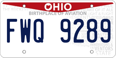 OH license plate FWQ9289