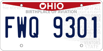 OH license plate FWQ9301