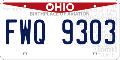 OH license plate FWQ9303