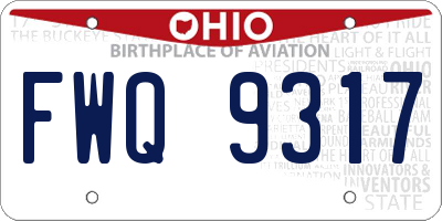 OH license plate FWQ9317
