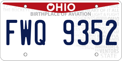 OH license plate FWQ9352