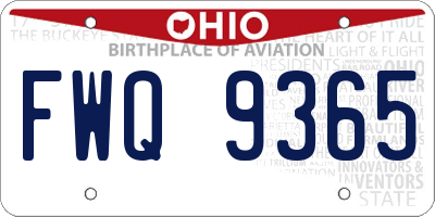 OH license plate FWQ9365
