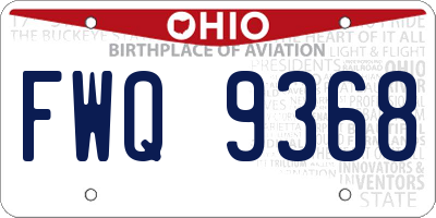OH license plate FWQ9368