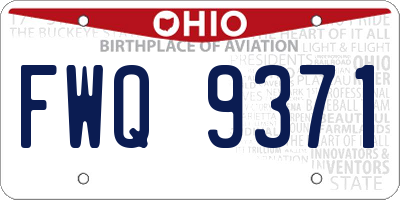 OH license plate FWQ9371