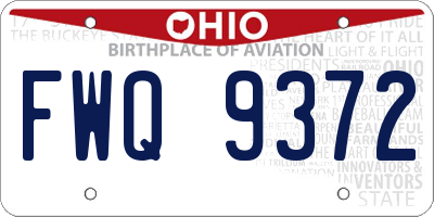 OH license plate FWQ9372