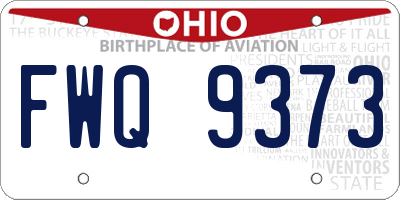 OH license plate FWQ9373