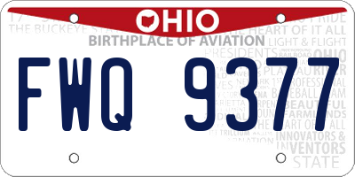 OH license plate FWQ9377
