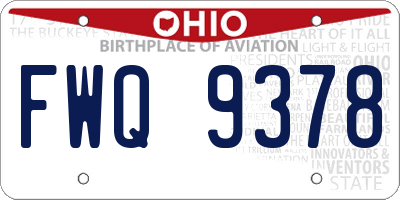 OH license plate FWQ9378