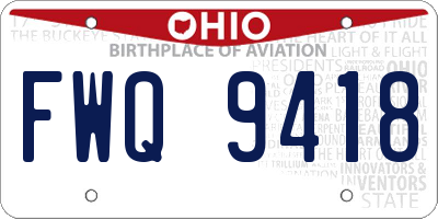 OH license plate FWQ9418
