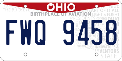 OH license plate FWQ9458