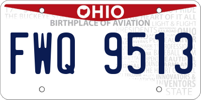 OH license plate FWQ9513
