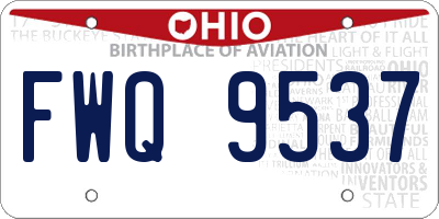 OH license plate FWQ9537