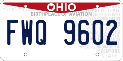 OH license plate FWQ9602
