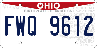 OH license plate FWQ9612