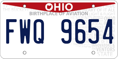 OH license plate FWQ9654