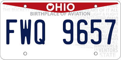 OH license plate FWQ9657