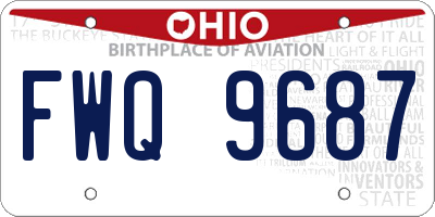 OH license plate FWQ9687