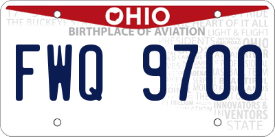 OH license plate FWQ9700