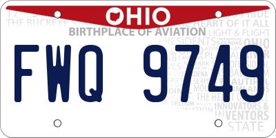 OH license plate FWQ9749