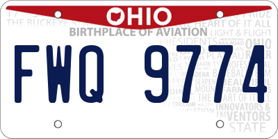 OH license plate FWQ9774
