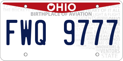 OH license plate FWQ9777