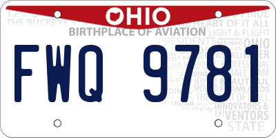 OH license plate FWQ9781