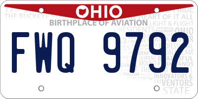 OH license plate FWQ9792