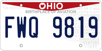 OH license plate FWQ9819