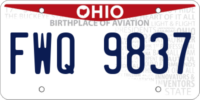 OH license plate FWQ9837