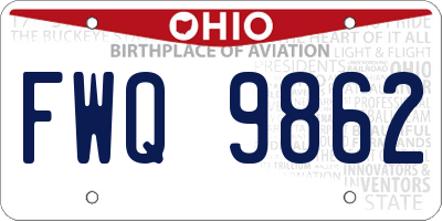 OH license plate FWQ9862