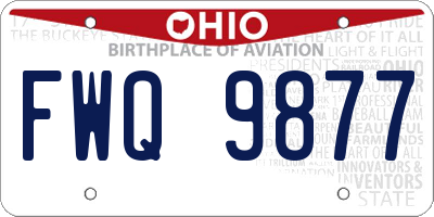 OH license plate FWQ9877