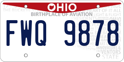 OH license plate FWQ9878
