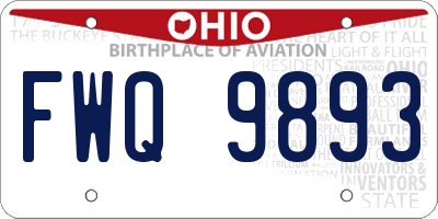 OH license plate FWQ9893