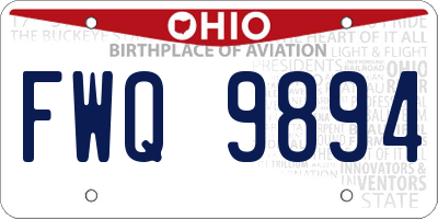 OH license plate FWQ9894