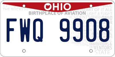 OH license plate FWQ9908