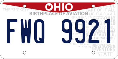 OH license plate FWQ9921