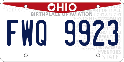 OH license plate FWQ9923