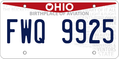 OH license plate FWQ9925