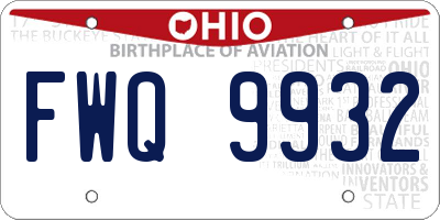 OH license plate FWQ9932