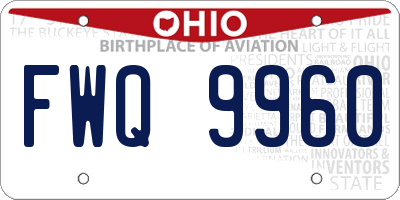 OH license plate FWQ9960