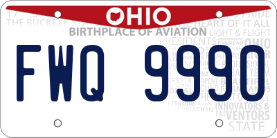 OH license plate FWQ9990