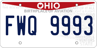 OH license plate FWQ9993