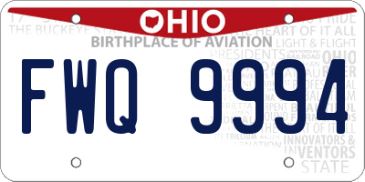 OH license plate FWQ9994