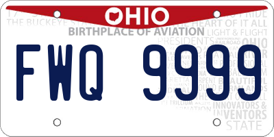 OH license plate FWQ9999