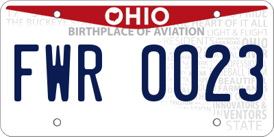 OH license plate FWR0023