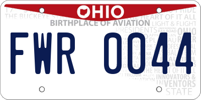 OH license plate FWR0044