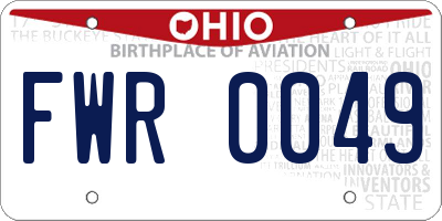 OH license plate FWR0049