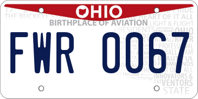 OH license plate FWR0067