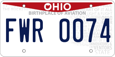 OH license plate FWR0074