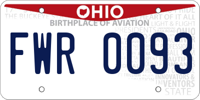 OH license plate FWR0093